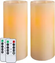 Homemory 9" X 3" Flameless Candles Battery Operated, Flickering LED Pillar Candl