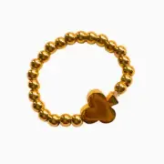 Gold Beaded Clover Ring