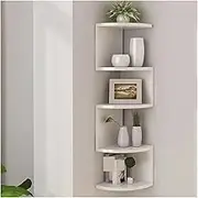 Corner Shelf 5Tier Corner Floating ShelvesWall Easy Assemble Wall Corner Shelves Bedrooms Living Room Decorations Bookcase(White)