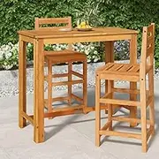 Acacia Wood Garden Bar Table, Outdoor Dining, High Top, Cocktail, Bistro, Pub Table, 120x60x105cm