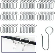 GTILE 80pcs S Shaped Metal Curtain Hooks, Silver, Rust Proof, S-shaped Design, Compatible with Curtain Track Slides and Rods