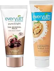 Exfoliating Walnut Scrub, 100gm and Chocolate & Cherry Face Pack, 50g, Combo Pack