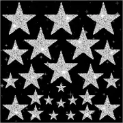 24Pcs Star Shaped Patches, Silver Star Shaped Patches, Sparkling Star Iron Patch