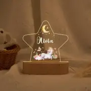 Personalized LED Unicorn Star Lamp, Kids Night Light for Birthday Gift