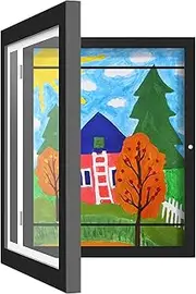 [Tinyso] A4 Kids Art Frame Front Opening,Children Artwork Picture Display Frames,Children Art Projects Picture Stroage Artwork Display Wall Art Frames Hold up to 150 Artworks For Kids Drawings Crafts Table Ornaments Decor (Black)