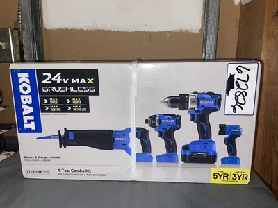 Kobalt 24V 4 Tool Brushless Power Tool Combo Kit Soft Case Battery KLC 4324A-03