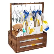 Custom Wooden Baby Shower Crate Box – Personalized Baby Basket with Dual Wood...