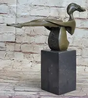 Modern Art Bronze Nude signed Mario Nick on marble-base Lost Wax Method Statue