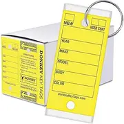Donkey Key Tags, Laminated Self-Protecting (250 Tags Per Box with Metal Rings) (Yellow)