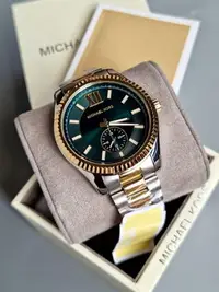 在飛比找Yahoo!奇摩拍賣優惠-MICHAEL KORS Lexington 綠色錶盤 金色