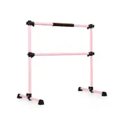 Costway Portable Ballet Barre Adjustable Double Stretching Dance Bar Freestanding Dancing Studio Gym Pink