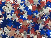 PMU Patriotic Star Confetti Red/Blue/Silver (1/2 Oz) Bag