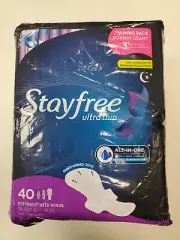 Stayfree Ultra Thin Overnight Pads w/ Wings 40 Overnight Pads (0443) - W5B