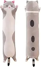 Long Cat Body Pillow, Soft Plush Hugging Cushion, Multiple Sizes, Grey (50cm)