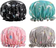 Reusable Waterproof Shower Cap Polyester Unicorn Shower Cap, Pink
