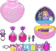 Polly Pocket Keepsake Collection Royal Ball Jewelry Set, Unicorn Castle Theme, 2 Dolls, Ring & Ring Box, Earrings, Bracelet, Ages 4 Years Old & Up [Amazon Exclusive]