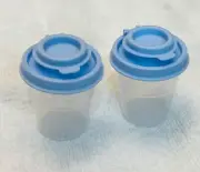 Tupperware Mini Salt & Pepper Shakers Midgets Set of 2 Pastel Blue w Seal, New
