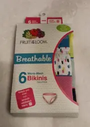 Fruit of the Loom Girls Breathable Micro-Mesh Bikinis Panties 5 pack Size 8
