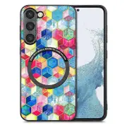 For Samsung Galaxy S23+ Stylish Pattern Metal Ring Design Phone Case PC+TPU+PU Leather Coating Cover
