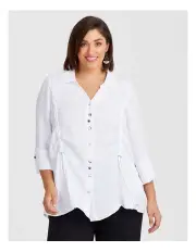 [Taking Shape] Crinkle Crush Drawstring Shirt in White