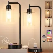 Industrial Touch Table Lamps for Bedrooms Set of 2 - 3-Way Dimmable Nightstan...