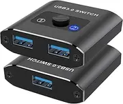 USB 3.0 Switch Selector, Bi-Directional USB Switch 1 in 2 out / 2 in 1 out, USB Switcher 2 Computers Share 1 USB Devices for Printer, Keyboard, Scanner, Mouse, USB Switch Compatible with Mac/Win/Linux