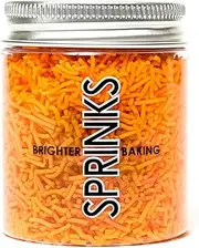 Sprinks Jimmies Sprinkles 60g 1cm Orange | Edible Sprinkles for Cake Cupcake and Dessert Decorating