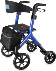 Walk Mate Rollator Pro Walker for Seniors Taller 5~7ft W/ Height-Adjustable Seat