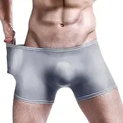 [Generic] Mens Fashion Underwear Men's Sexy Summer Soft Thin Transparent Ice Silk Boxer Breathable Men Waist Non- Underpants Underwear Underwear Men Big and Tall