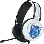syndesmos Gaming Headset with Microphone for PS5, PC, Switch, Xbox Series X/S, Xbox One, PS5 Headset Wired, Gaming Headphones with Cable (White)
