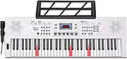 61-Key Electronic Multifunctional Piano, Rechargeable and Portable Musical Instrument for Music Teachers, Intelligent Pitch Slide Wheel,White,Smart Edition