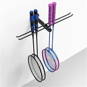 Black Tennis Racket Holder Organizer for Walls, Large Capacity Badminton Racket Display Stand Rack, Elastic Band/Yoga Rope Stoarge Racks