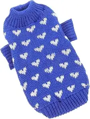 Kisangel Dog Sweater Knitted Heart Pattern for Dogs Valentine's Day Decorative Soft Material Stylish Collar Design for Daily Wear and Special Occasions