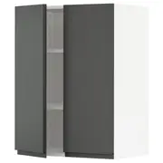 METOD wall cabinet with shelves/2 doors, white/Voxtorp dark grey, 60x37x80 cm