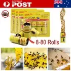 Up to 80 Rolls Sticky Fly Trap Paper Insect Bug Catcher Strip Tape Flies Sticker