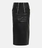 [Prada] Prada Leather midi skirt AU 12 black