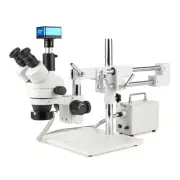 AmScope 7X-90X Trinocular Stereo Boom Microscope+4K 8MP HDMI Camera + Fiber LED
