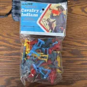 Vintage Plastic Cavalry & Indians Plastic Action Figures. Made In USA
