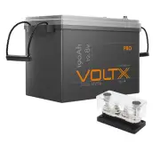 1* VoltX 12V 190Ah Lithium Battery LiFePO4 1* 4 GANG 300A M8 Bus Bar 12V Black