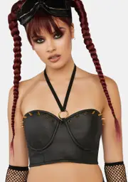 [Daisy Corsets] Lavish Spiked Faux Leather Halter Bustier