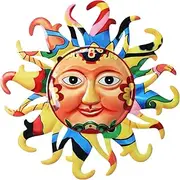 VCUTEKA Outdoor Metal Sun Wall Decor Sun Wall Sculpture Hanging Garden Wall Art Sculpture for Indoor Outdoor Patio Fence Decor Gold