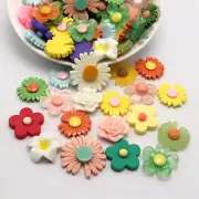 25 Assorted Flatback Resin Rose Daisy Flower Cabochons Embellishments Scrapbook