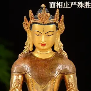 熱銷 -覺臥佛釋迦牟尼佛十二歲等身像密宗供奉尼泊爾銅半鎏金雕花佛像