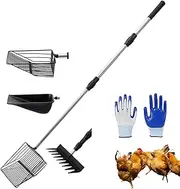 Chicken Scooper Metal | Chicken Coop Accessories Chicken Poop Scooper with Extendable Handle | Chicken Coop Accessories Strainer Scoop for Chicken Coop Separation of Faeces and from Sand