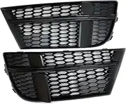Car Front Bumper Fog Light Lamp Grille Honeycomb Mesh Style Cover Grill Compatible For Audi A3 SLine S3 2017 2018 2019 2020 Car Accessory(2 pcs Honeycomb type)