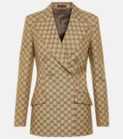 [Gucci] Gucci GG Canvas double-breasted blazer AU 6 beige