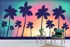 3D Palm Silhouette Wallpaper Wall Mural Removable Self-adhesive 125