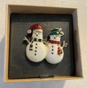 Money Snowmen Holiday Pin Brooch NEW