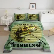 Feelyou Big Pike Fish Comforter Set Hunting and Fishing Pattern Bedding Set f...