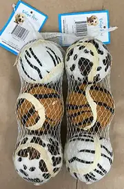 Unique Pets Dog Toy Fetch Balls Animal Design Prints (6 Pack)